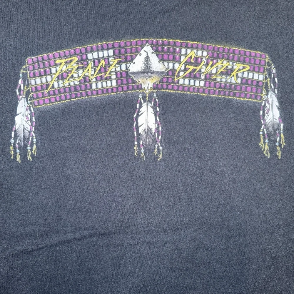 Gildan T Shirt Mens XL Black Vintage Peace Giver Arrowhead Turtle Graphic